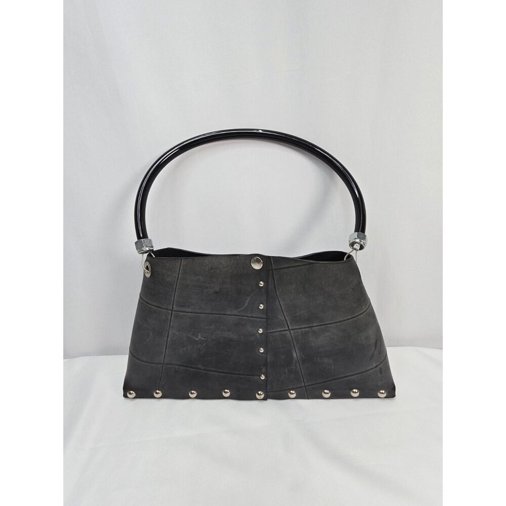 Y2K Black "Roadbags" by Mace Upcycled Studded Tire Bag‎ Purse I-95 Goth Grunge